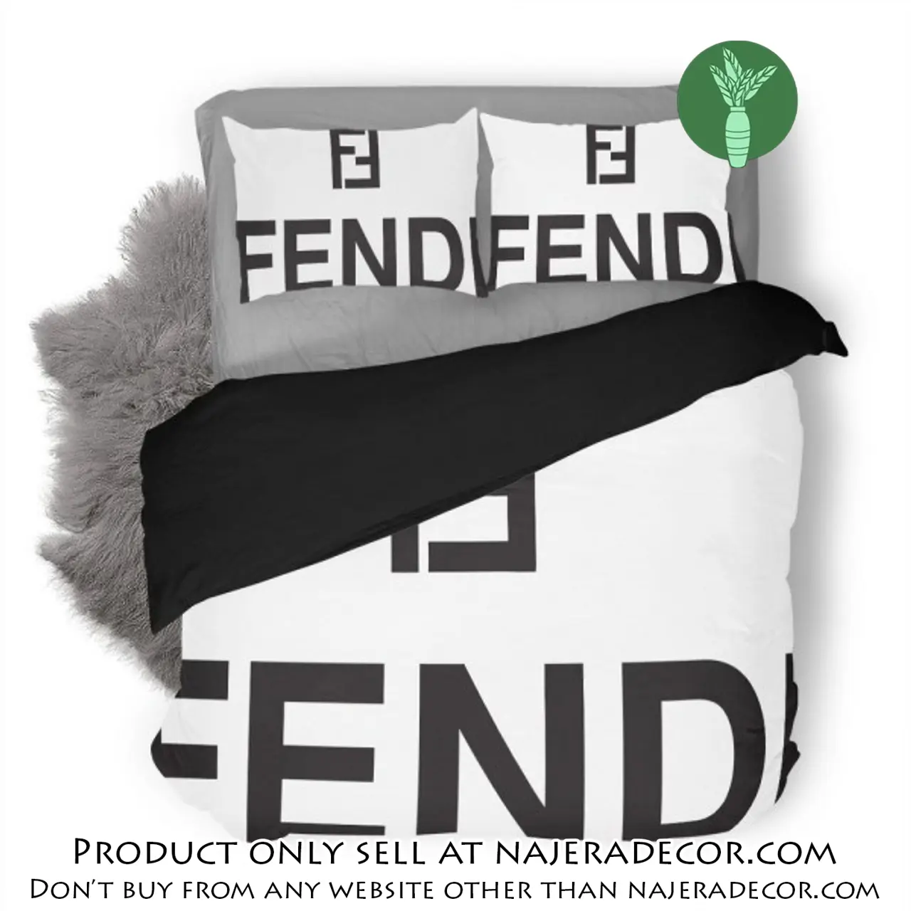 Fendi premium luxury logo fashion brand premium bedding set home decor njr1935670